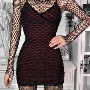 Gothic red velvet laced dress